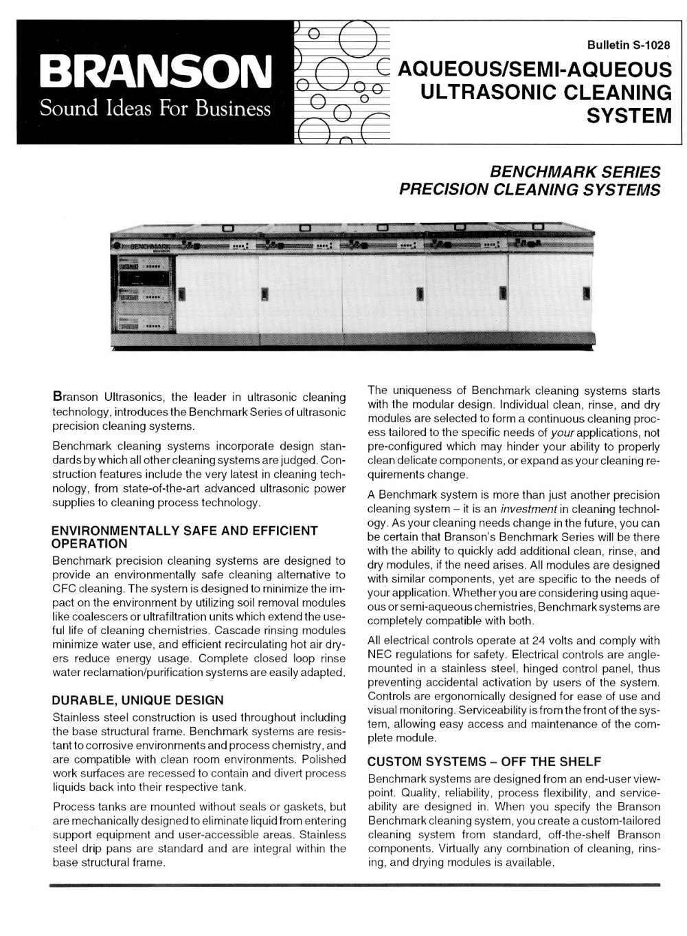 Benchmark Precision Cleaning Systems - Branson Ultrasonics
