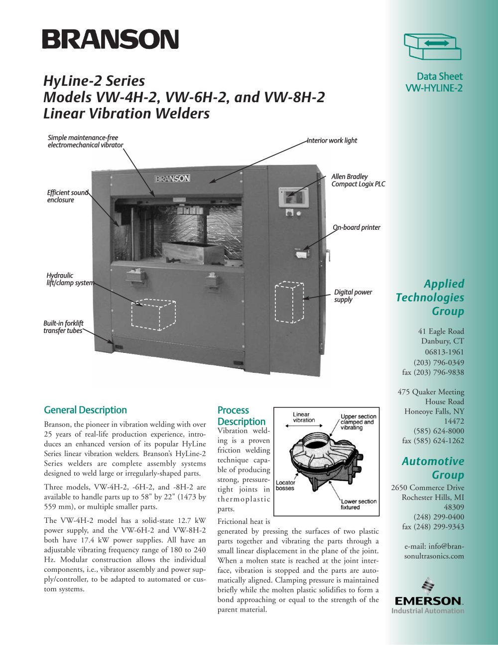Branson Hy-Line Vibration Welders - Branson Ultrasonics