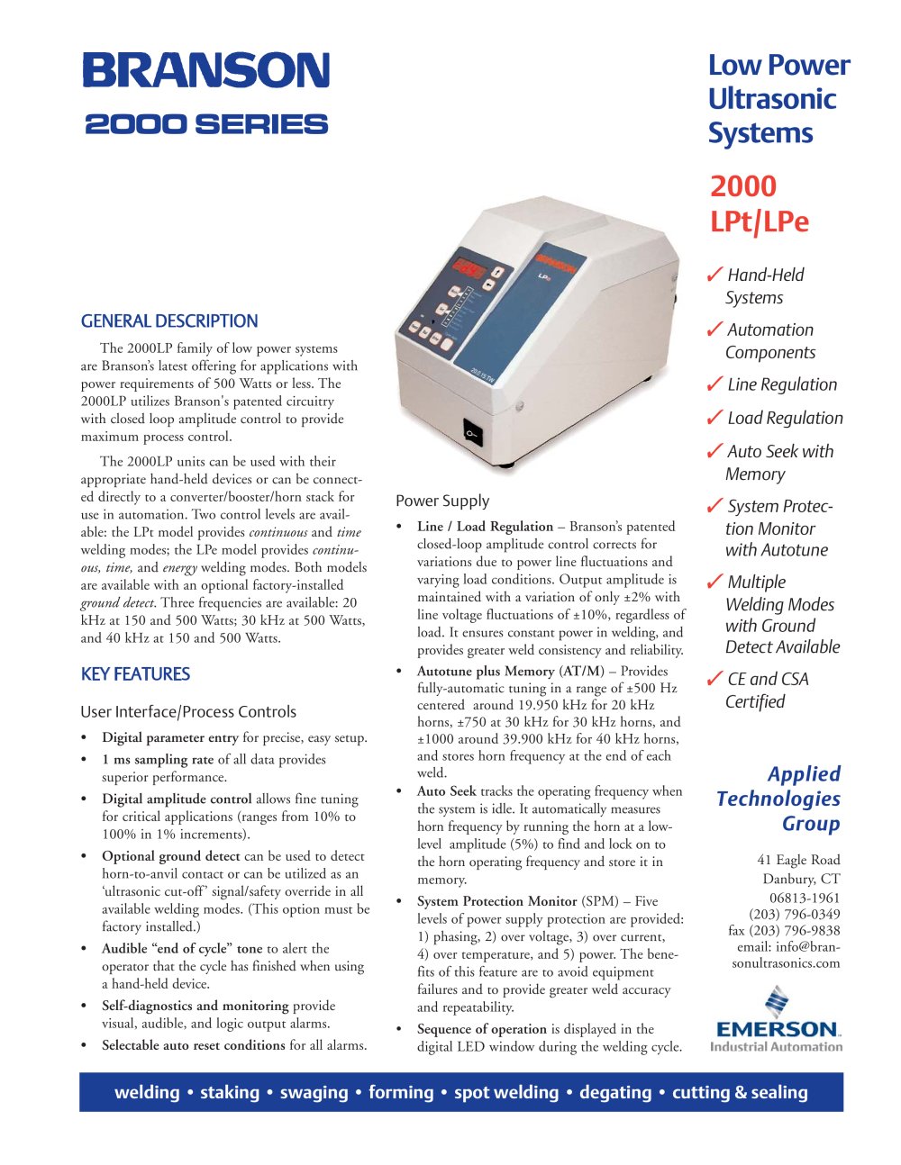 Branson Low Power Ultrasonic Welders - Branson Ultrasonics