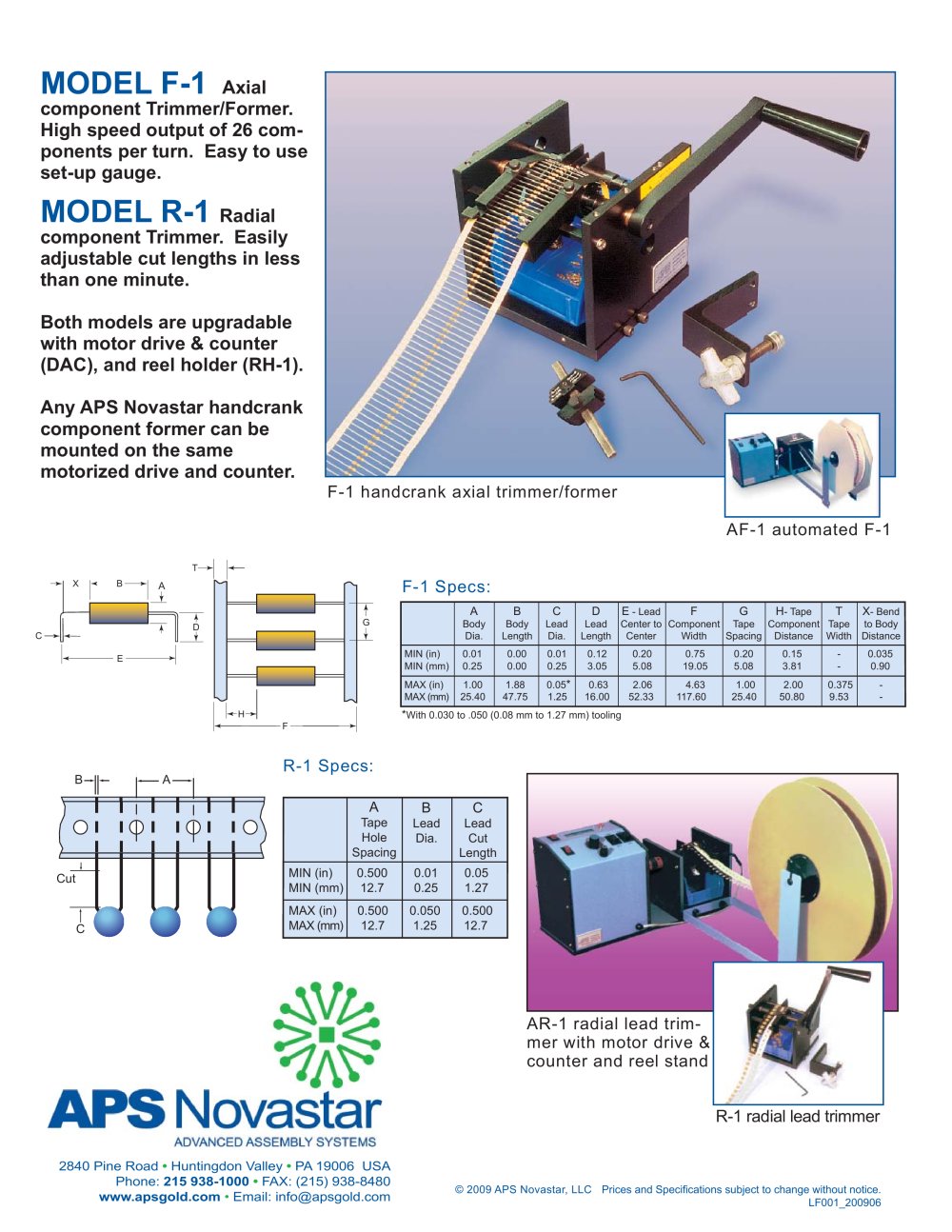 F-1 Axial Component Trimmer/Former - APS Novastar