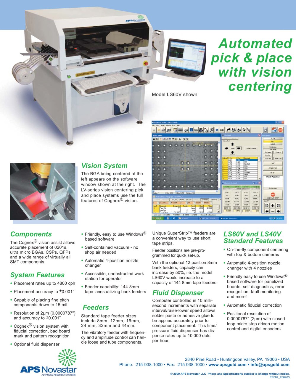 LS40V Pick and Place Machine with Vision - APS Novastar