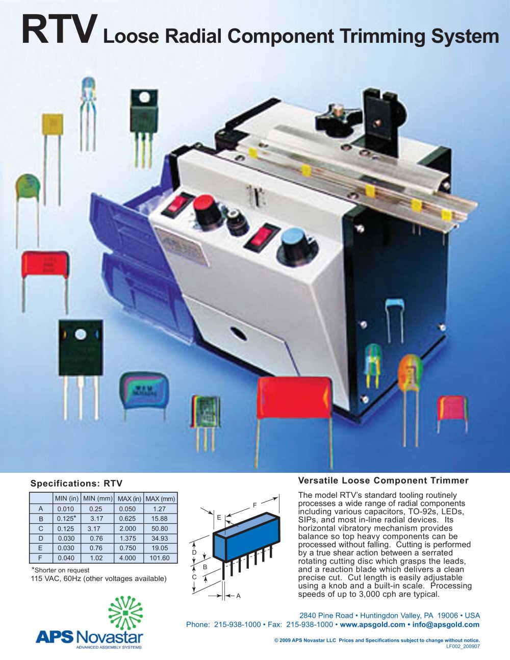 RTV Radial Loose Component Trimmer - APS Novastar