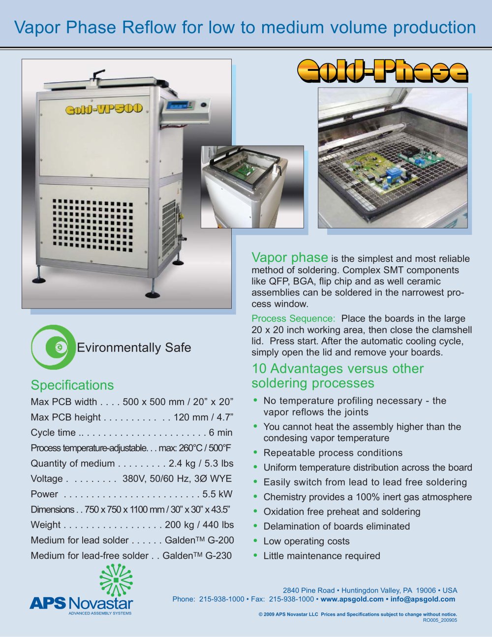 VP500 Vapor Phase Oven - APS Novastar