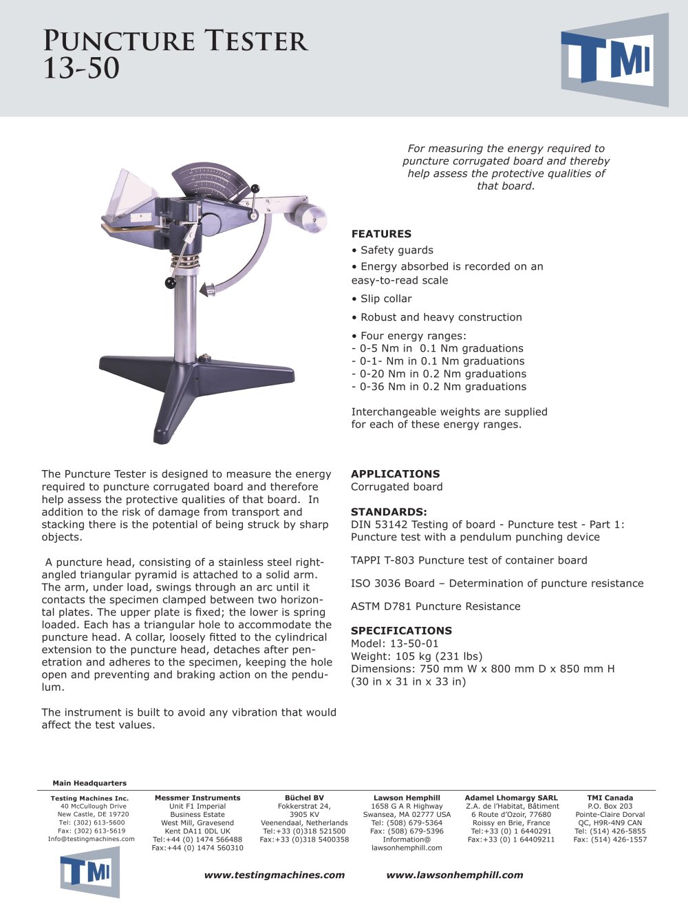 13-50 Puncture Tester - Testing Machines Inc