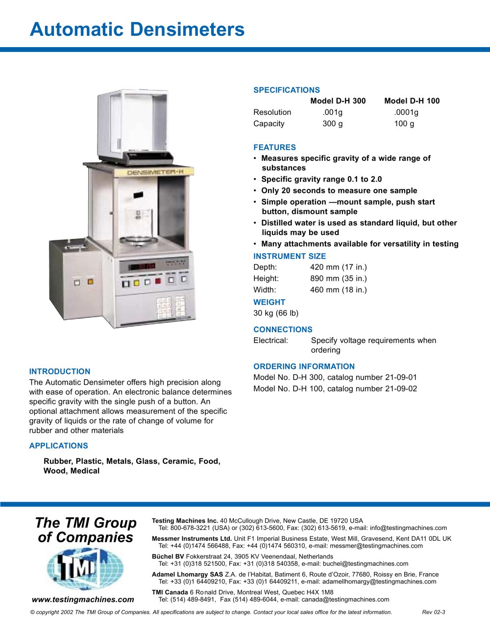 21-09 Automatic Densimeter - Testing Machines Inc