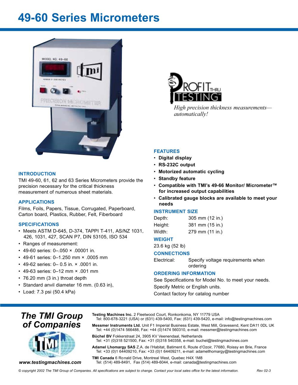 49-60 Digital Micrometer - Testing Machines Inc