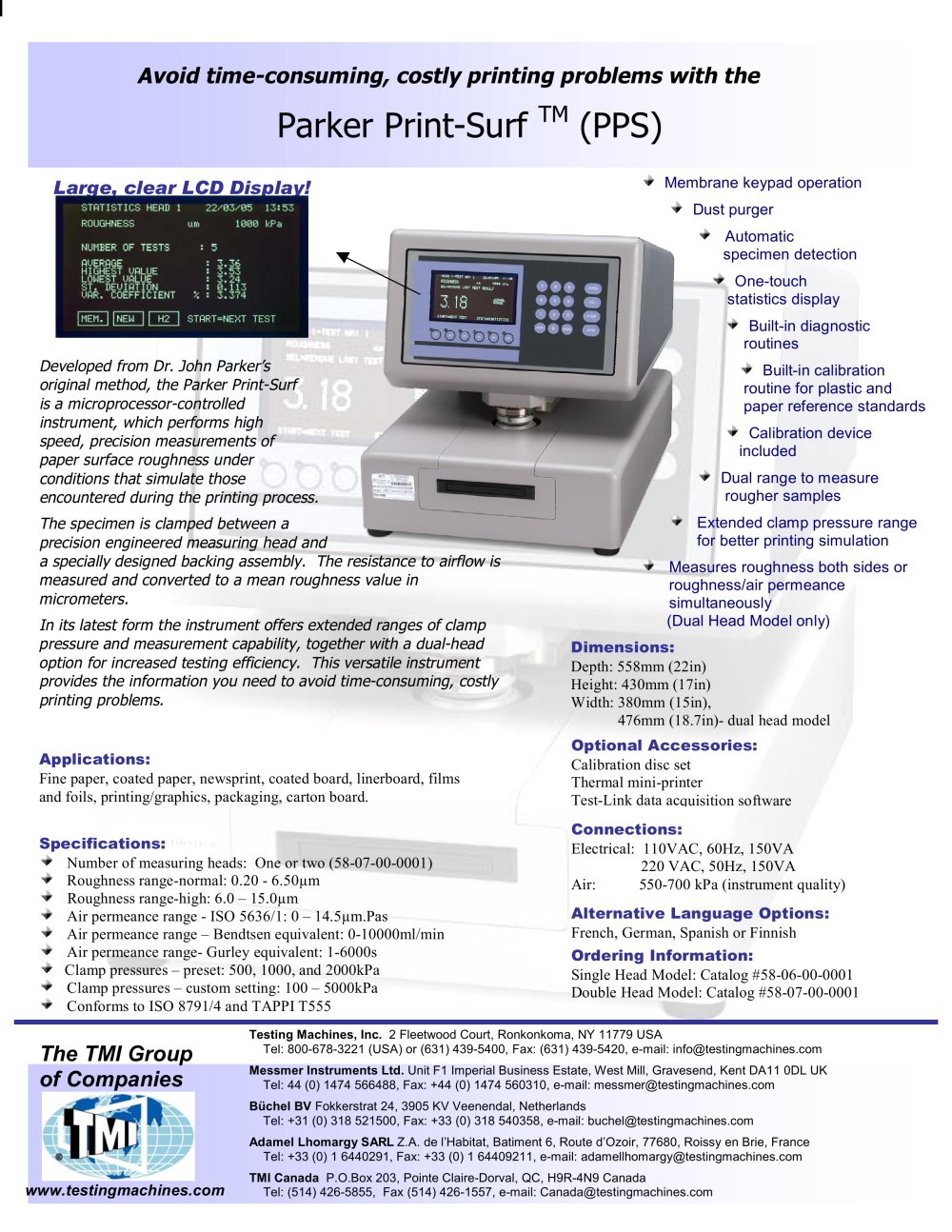 58-06 Parker Print Surf (PPS) - Testing Machines Inc