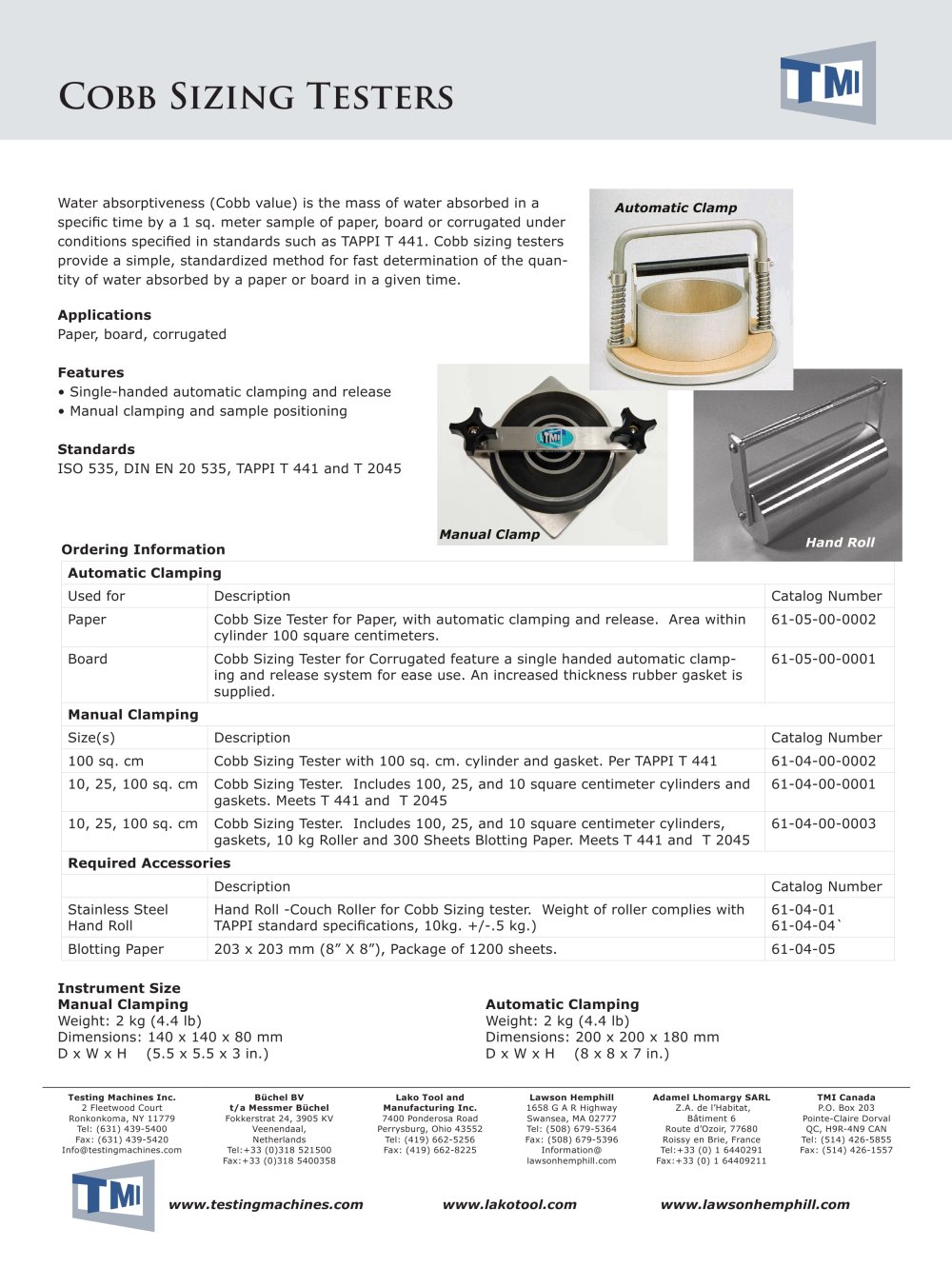 Cobb Sizing Testers - Testing Machines Inc