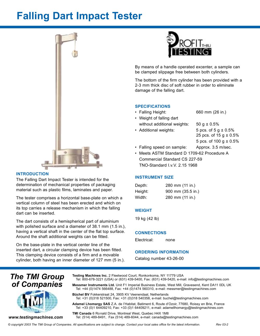 Dart Impact Tester - Testing Machines Inc