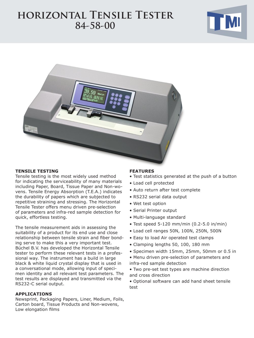 horizontal tensile testing machine - Testing Machines Inc