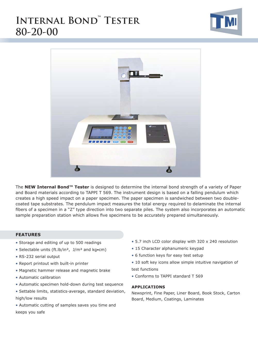Internal Bond tester - Testing Machines Inc