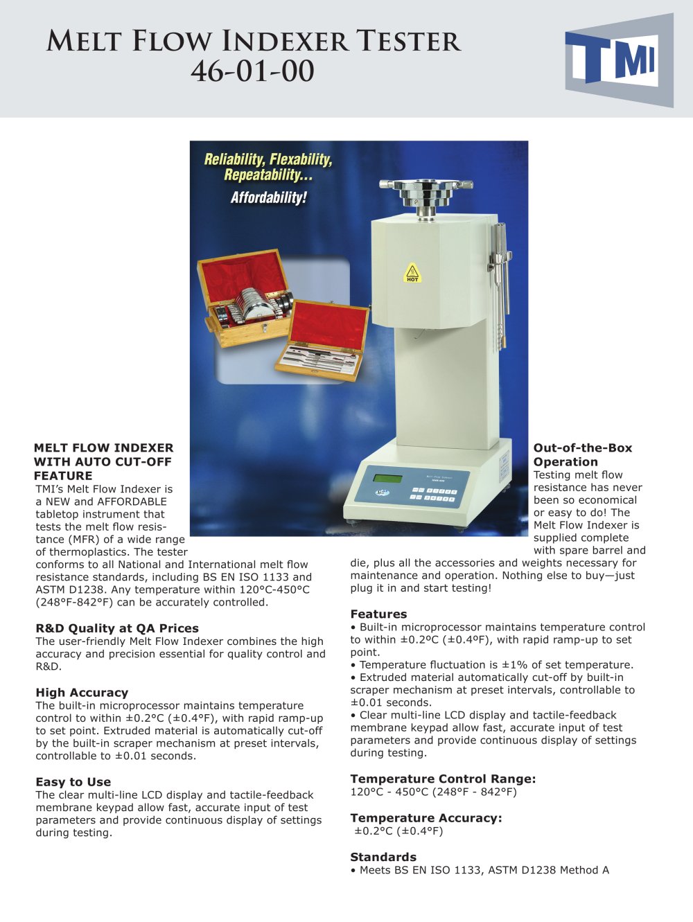 melt flow indexer (MFI) for thermoplastics - Testing Machines Inc