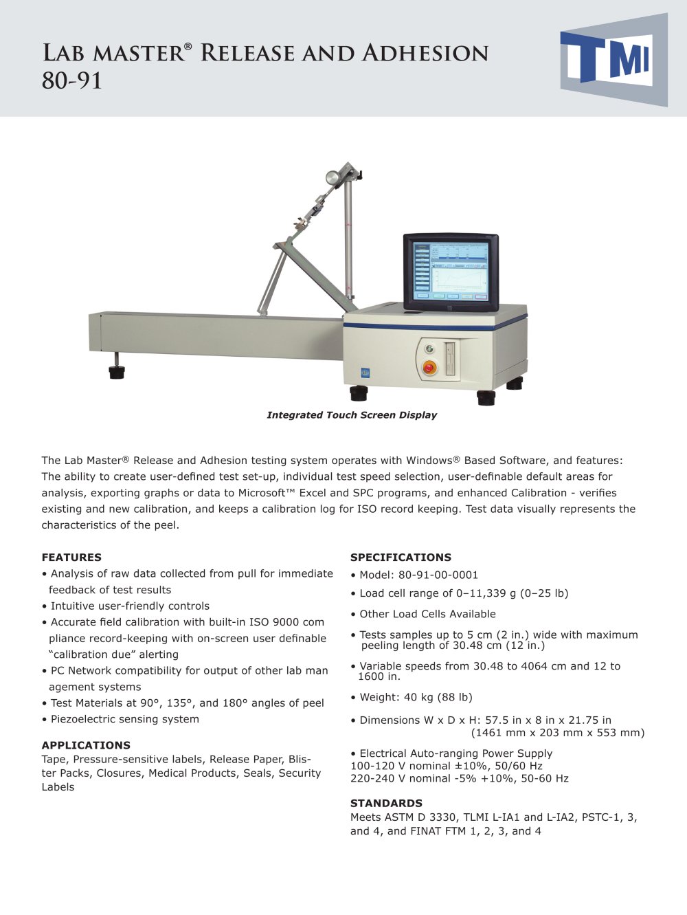 Peel/Adhesion Tester - Testing Machines Inc