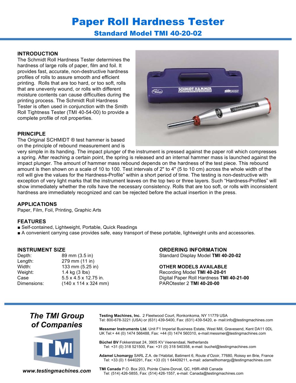 portable hardness tester - Testing Machines Inc