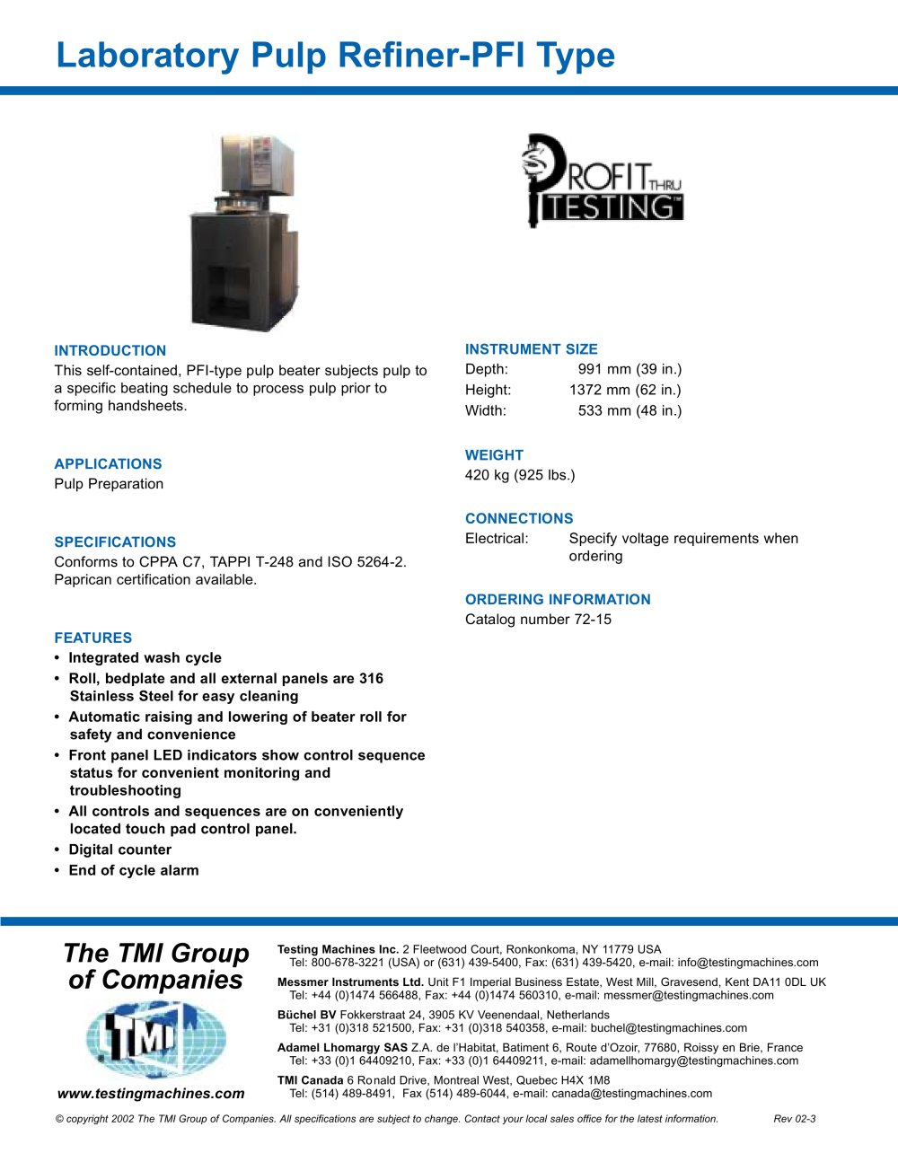 Pulp Beater - Testing Machines Inc