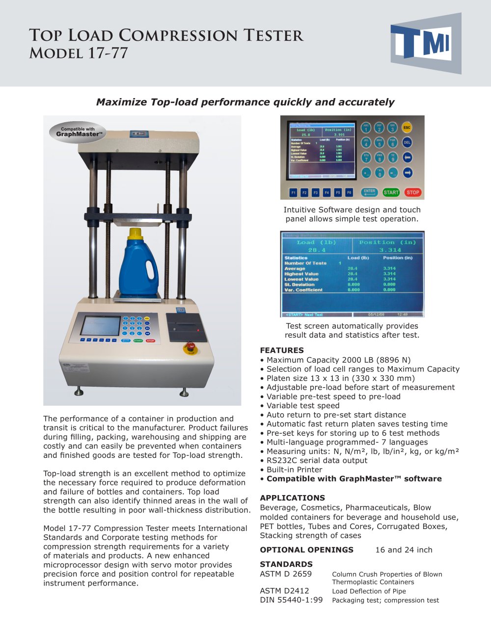 Top Load Compression Tester - Testing Machines Inc