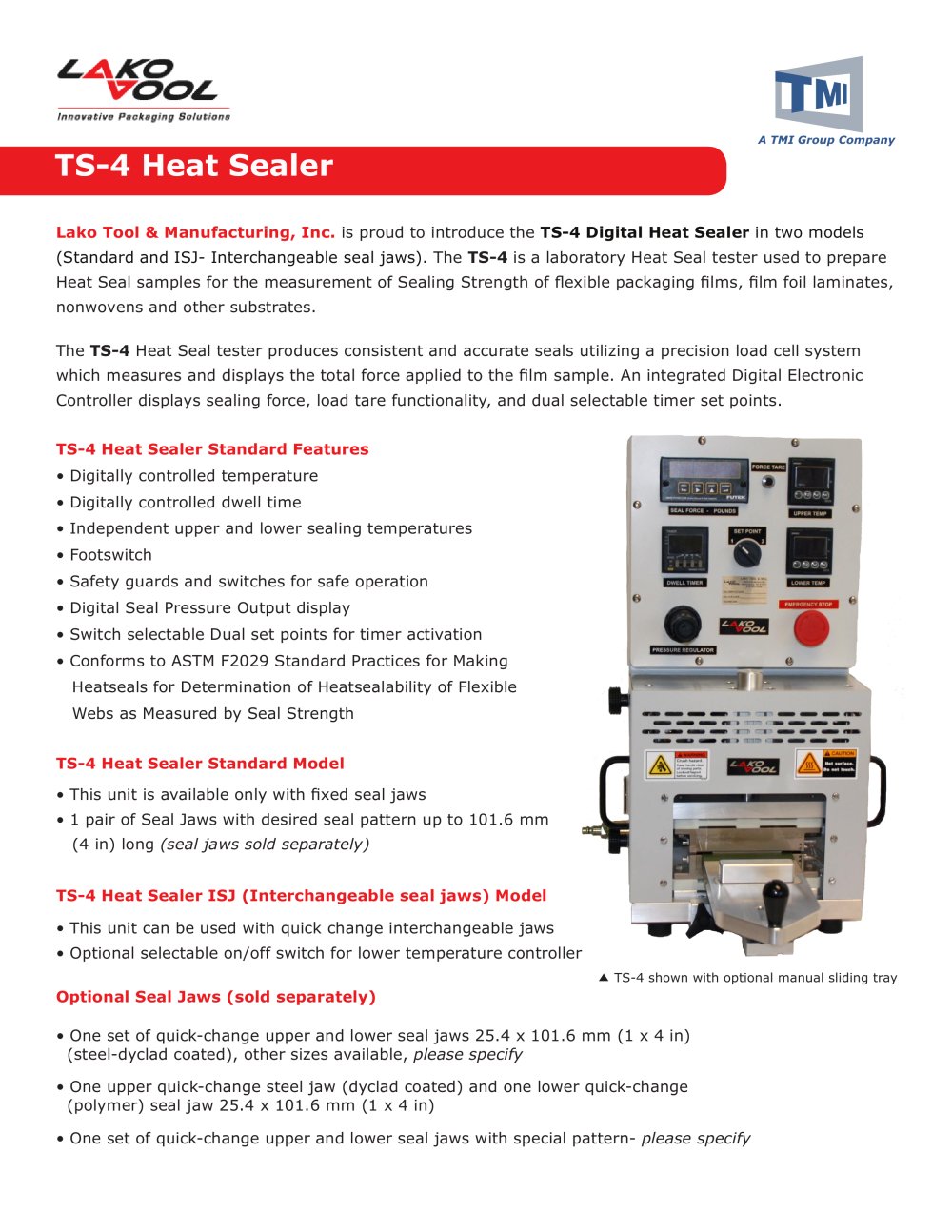 TS-4 Heat Sealer - Testing Machines Inc
