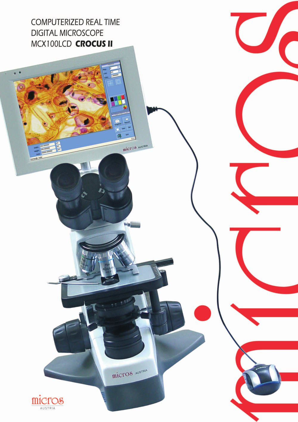 MICROS Computerized Real Time Digital Microscope CROCUS II MXC100LCD - MICROS Produktions- & Handels GmbH.
