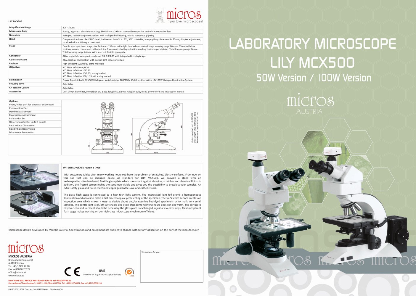 MICROS Laboratory Microscope LILY MCX500 - MICROS Produktions- & Handels GmbH.