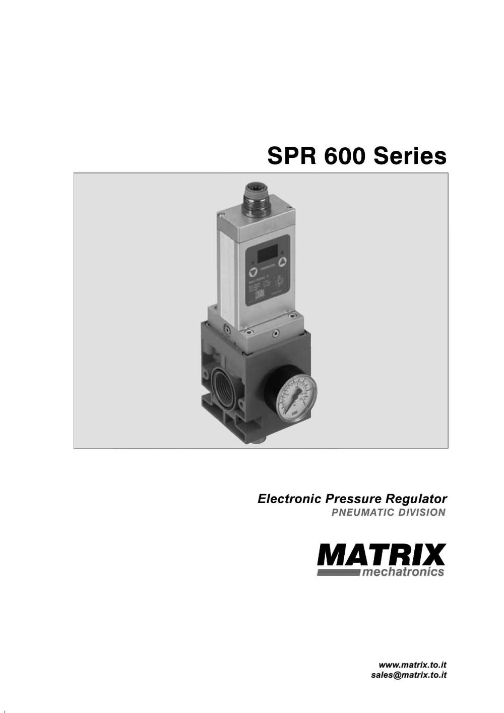 MATRIX Pneumatic Division - SPR600 Electronic Pressure Regulator with integrated high-volume booster (12.000 Nl/min.) - MATRIX mechatronics