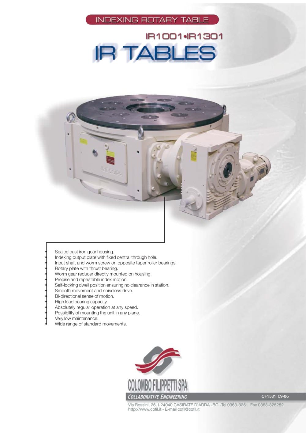 Colombo Filippetti - Indexing Rotary Tables - IR Heavy Series 1001-1301 - COLOMBO FILIPPETTI