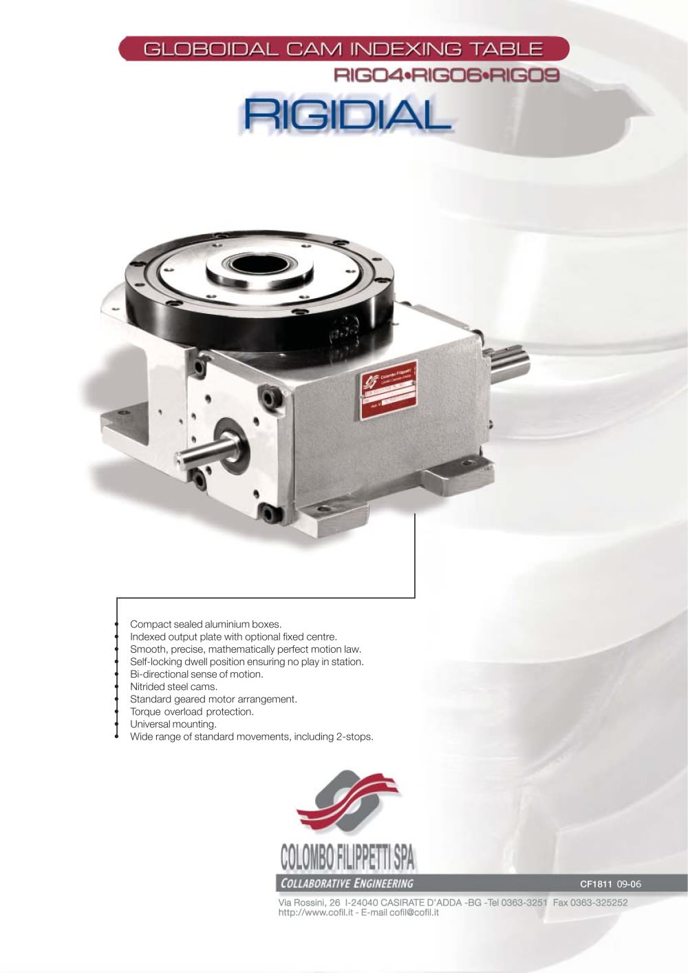 Colombo Filippetti - Indexing Rotary Tables - Rigidal - COLOMBO FILIPPETTI