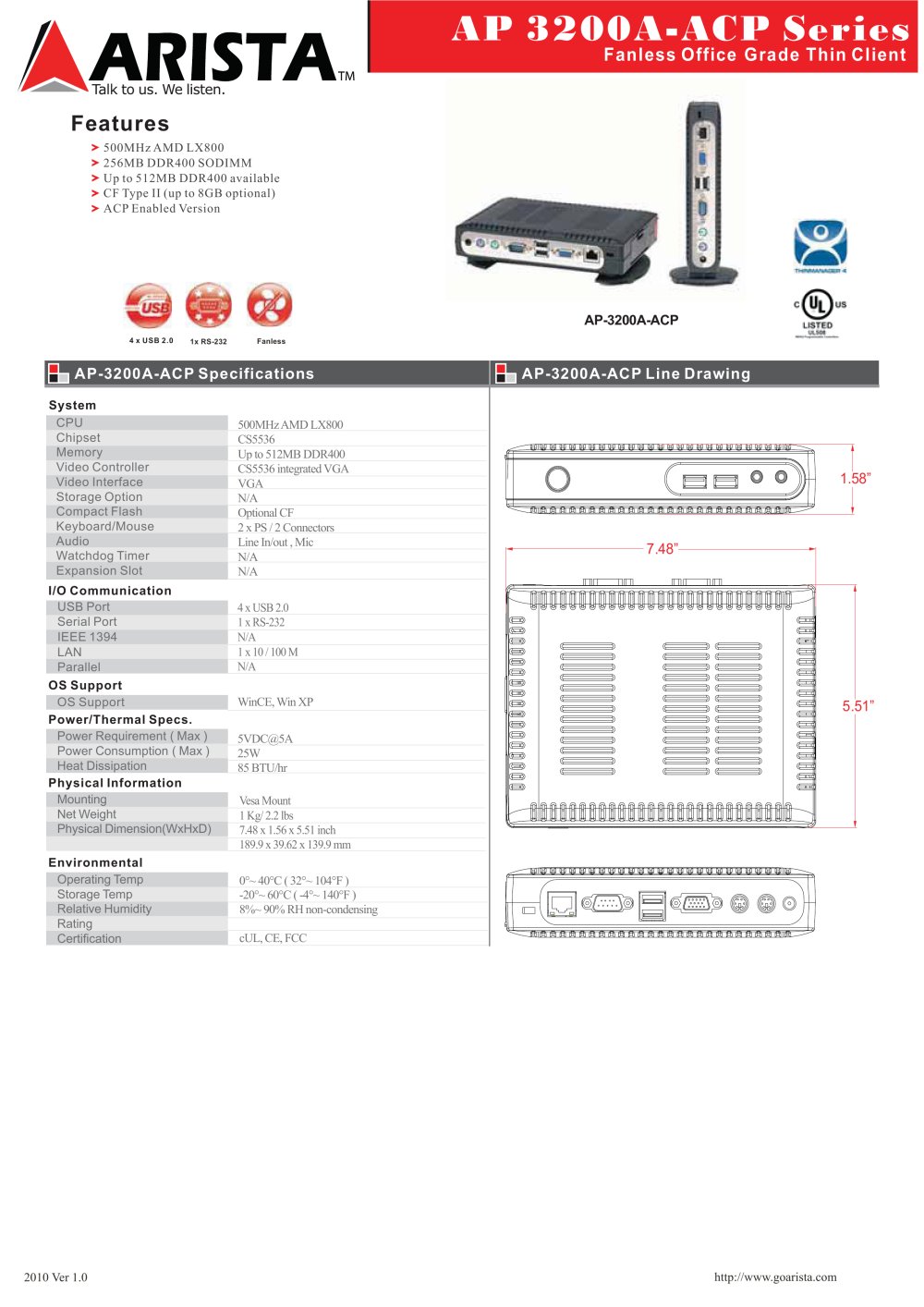 ACP Series - Thinmanager Enabled Product Series - Arista Corporation