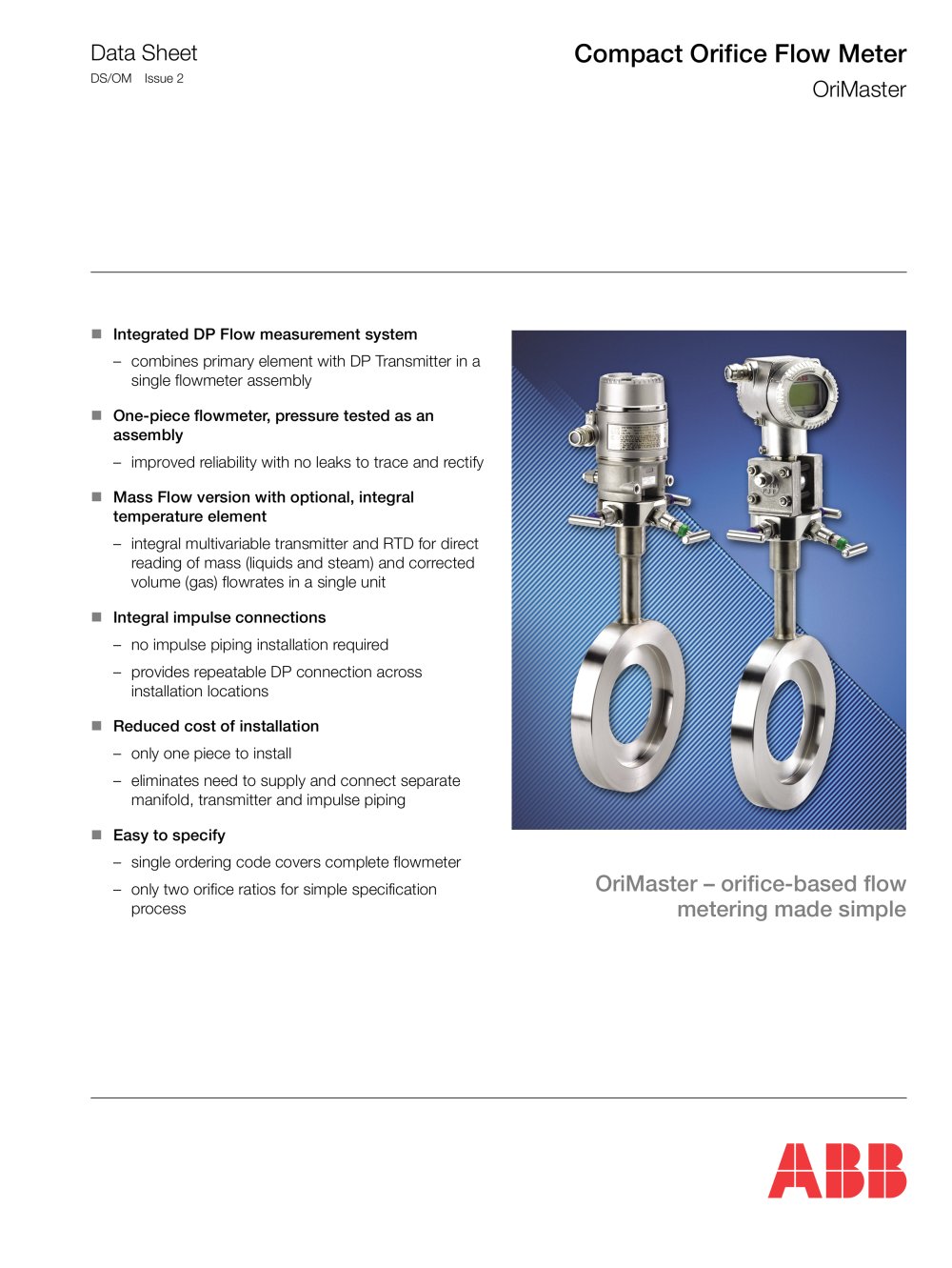 Compact Orifice Flow Meter OriMaster - ABB Measurement Products