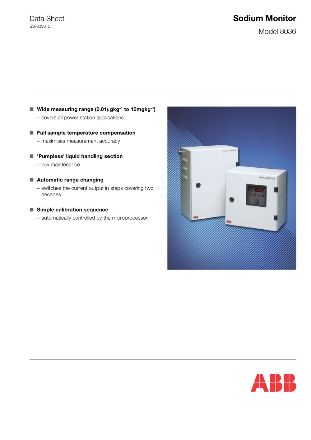 Sodium Monitor Model 8036 - ABB Measurement Products