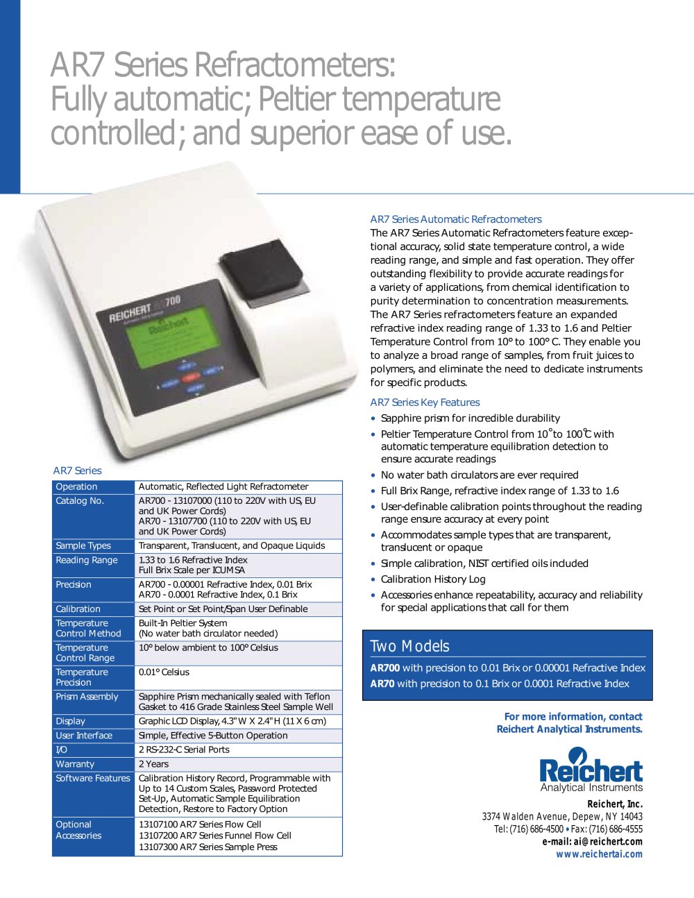 AR7 Series Refractometers - Reichert Inc