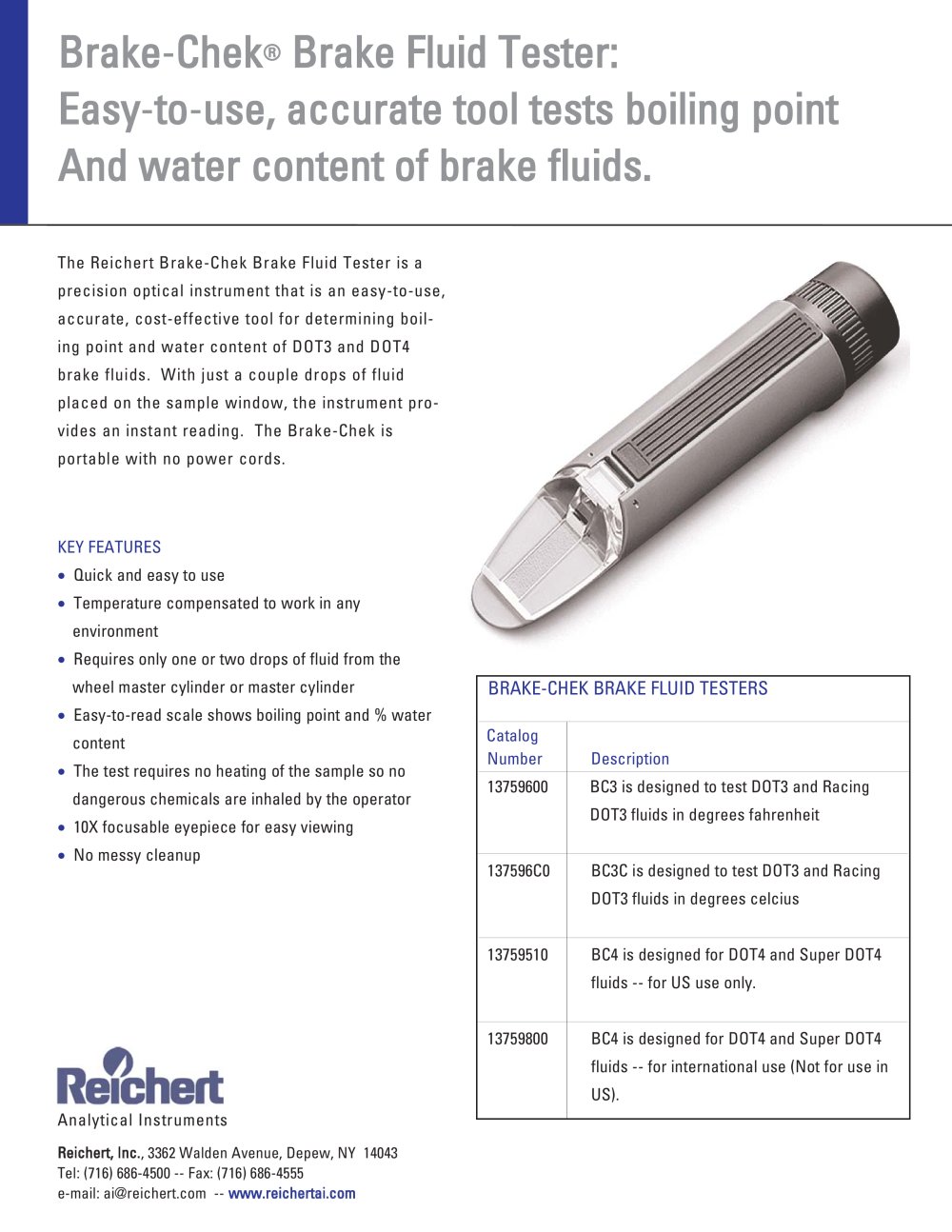 Brake Fluid Tester - Reichert Inc