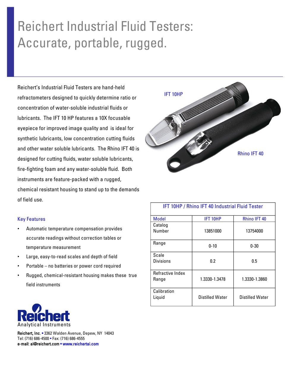 Industrial Fluid Testers - Reichert Inc