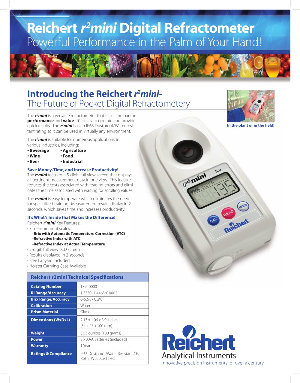 r2mini digital refractometer - Reichert Inc