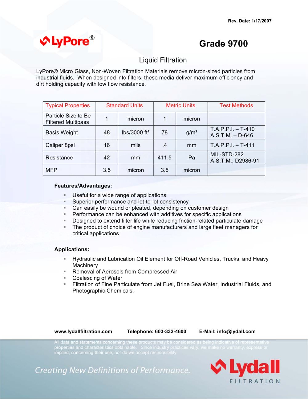 LyPore&reg; 9700 - Lydall Filtration