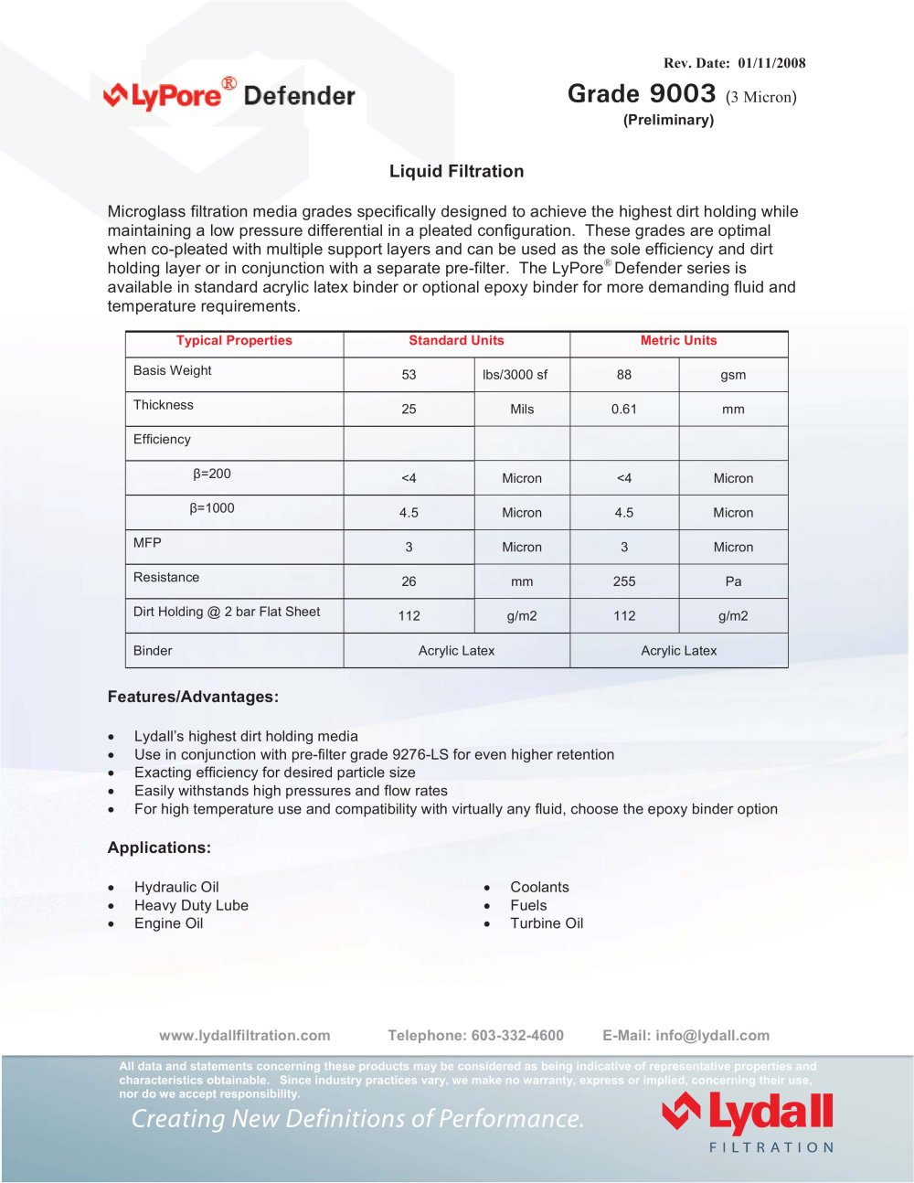 LyPore&reg; Defender 9003 - Lydall Filtration