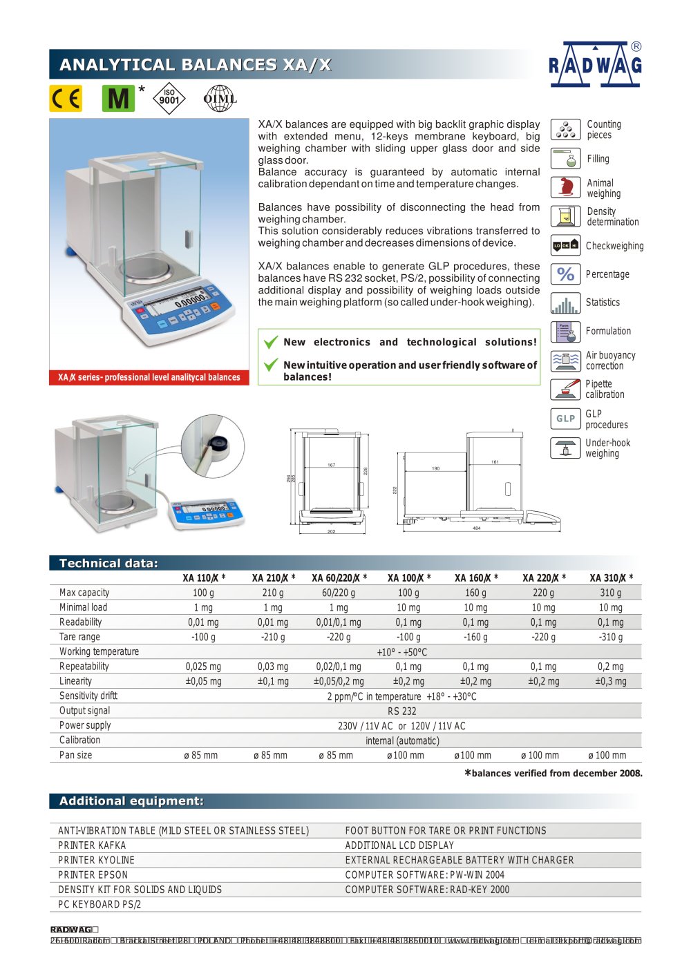 Analytical balance series XA/X - RADWAG