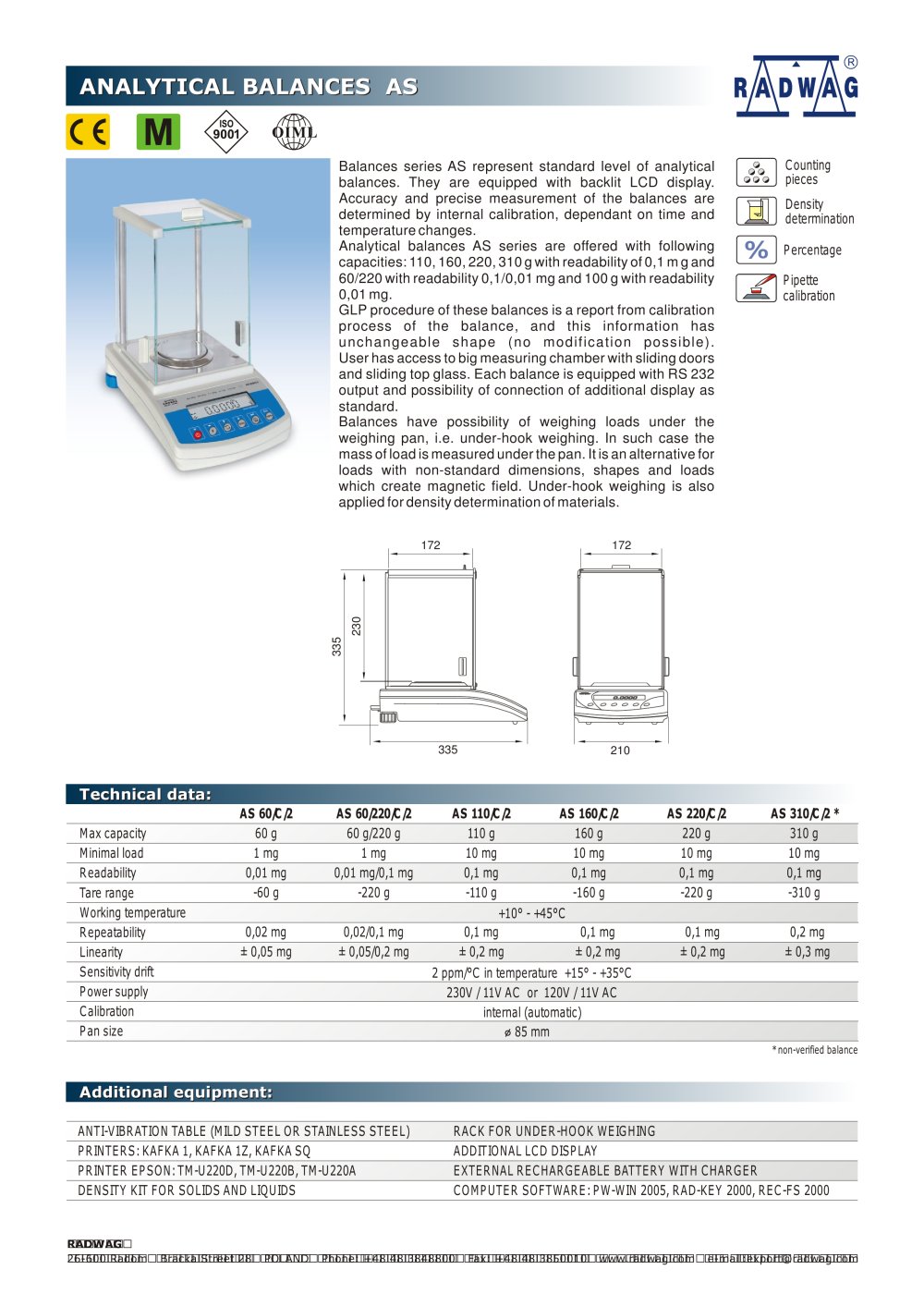 Analytical balances AS - RADWAG