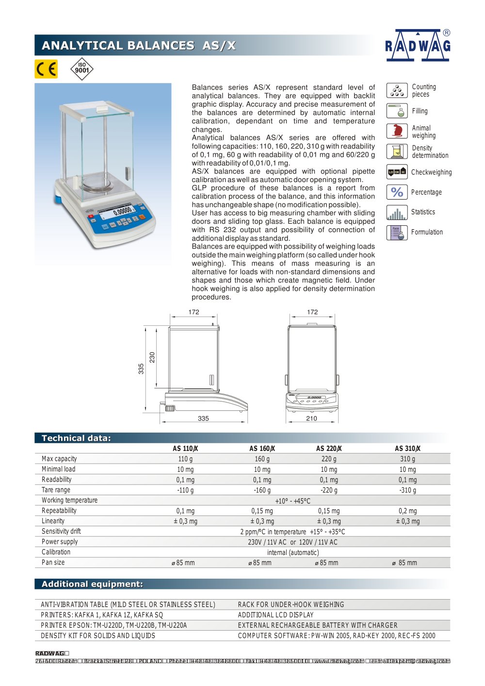 Analytical balances AS/X - RADWAG