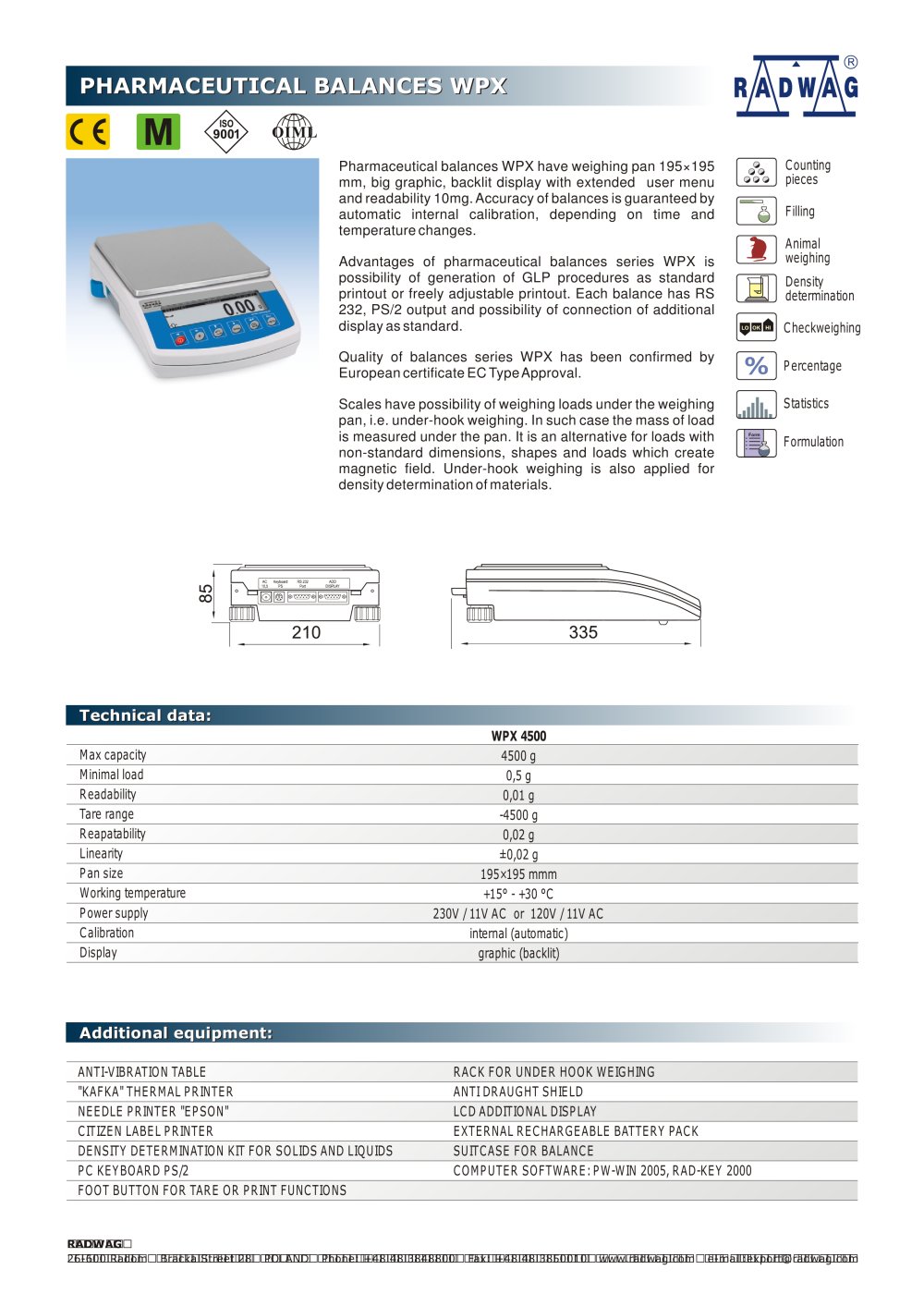 PRECISION BALANCES WPX - RADWAG