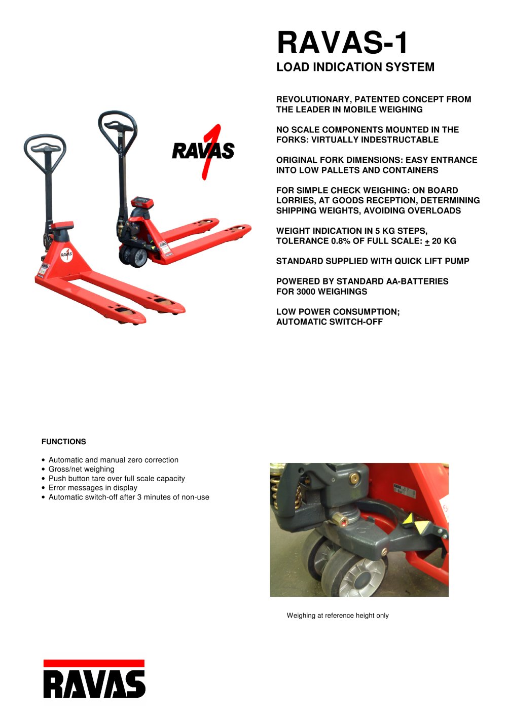 Pallet truck scales RAVAS-1 - RAVAS USA