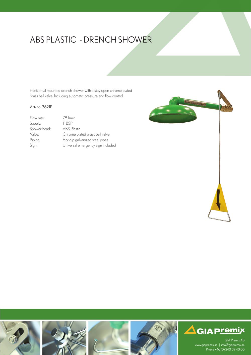 ABS-Plastic wall mount safety shower - Gia industri ab