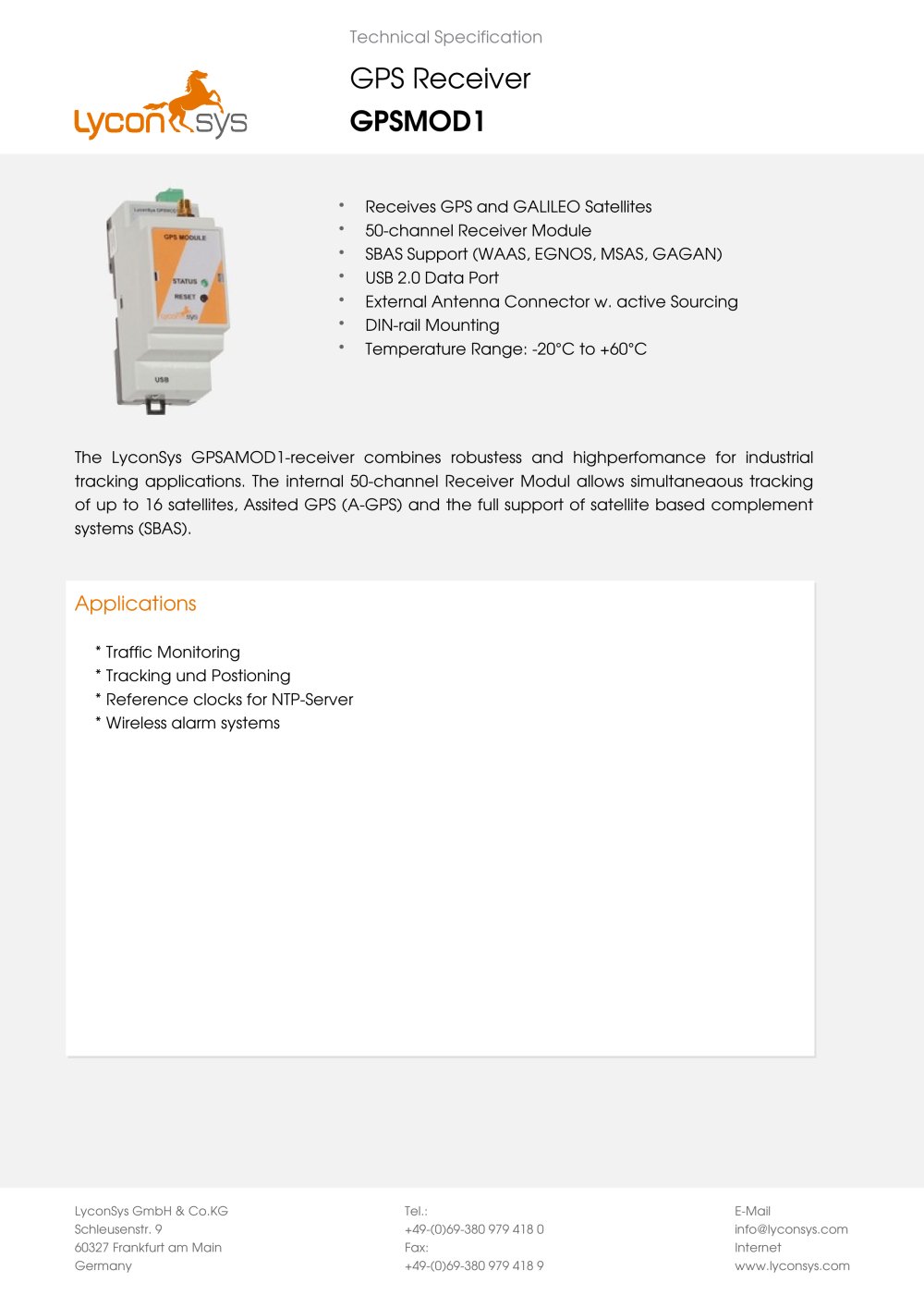 Datasheet Industrial Gps Receiver Gpsmod Pages Datasheet Industrial Gps Receiver Gpsmod Pages