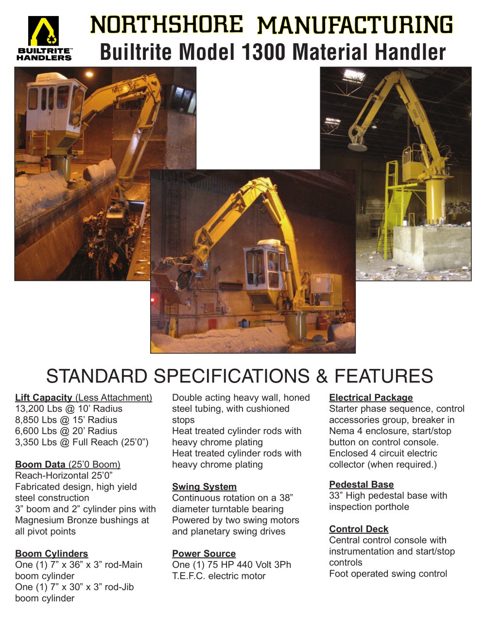1300-SE Stationary Electric Material Handler - North Shore Manufacturing