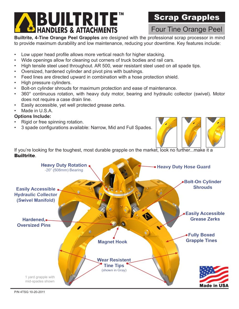 4 Tine Orange Peel Scrap Grapples - North Shore Manufacturing