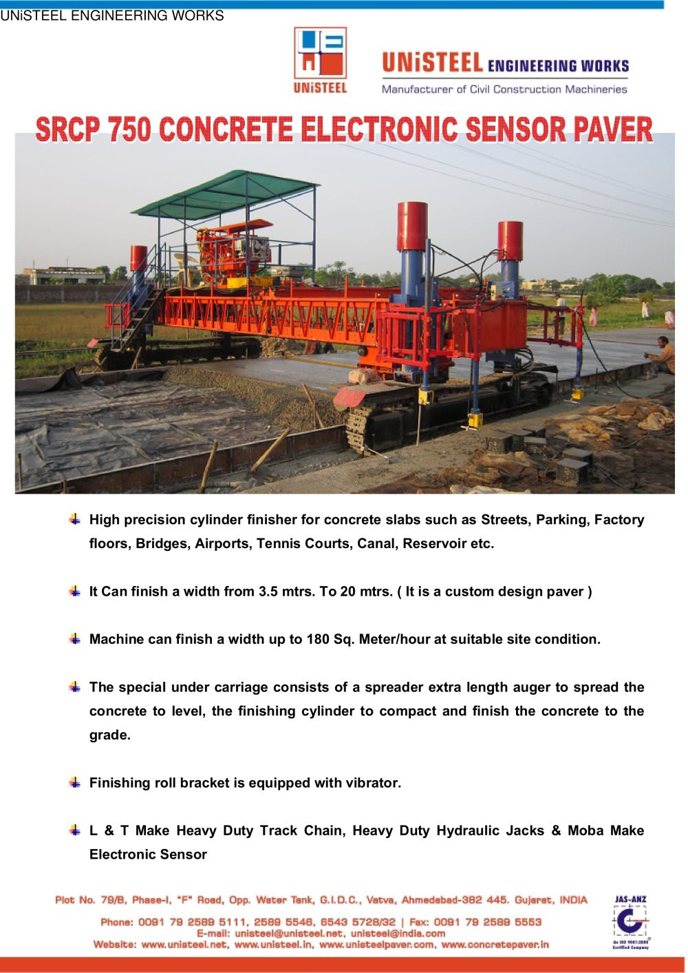 Electronic Sensor Concrete Paver UNiSTEEL SRCP 750 - UNiSTEEL Engineering Works