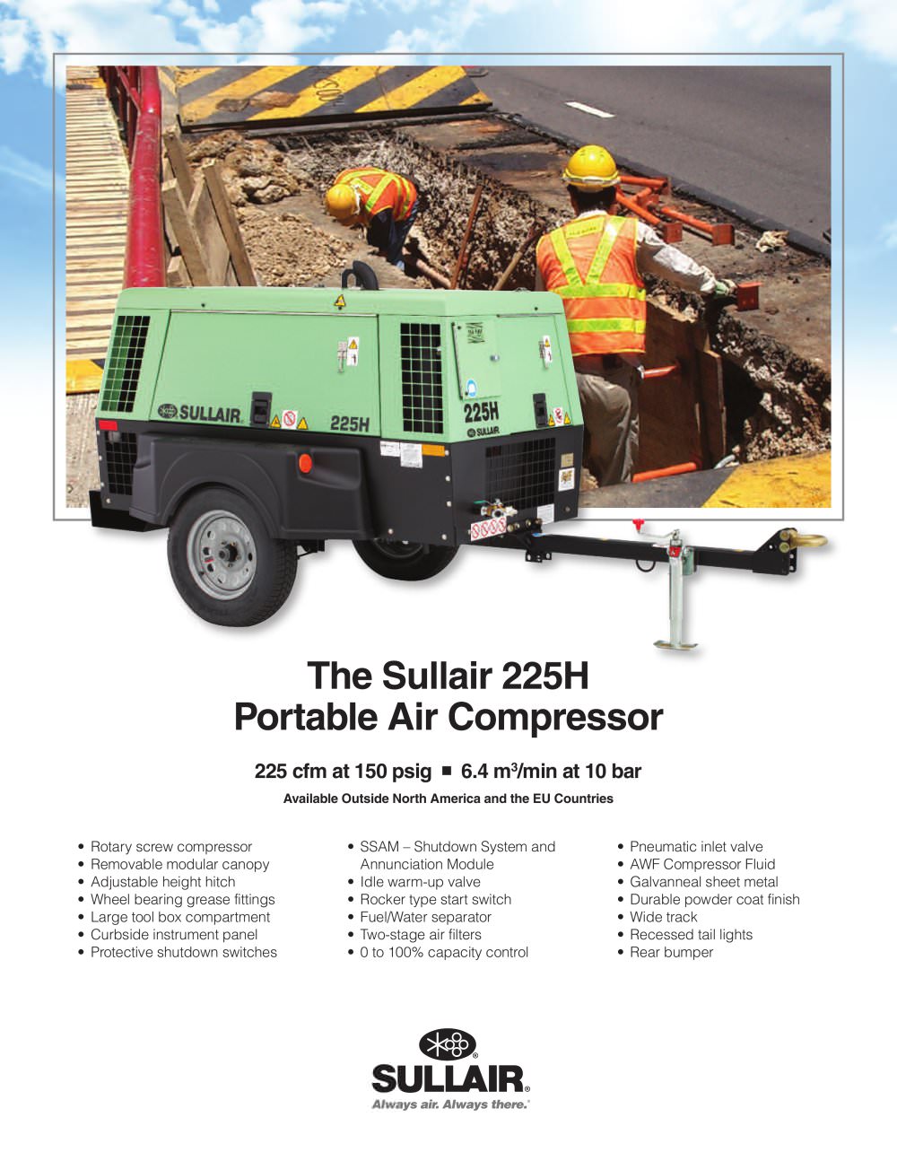 The Sullair 225H Portable Air Compressor - 1 / 2 Pages