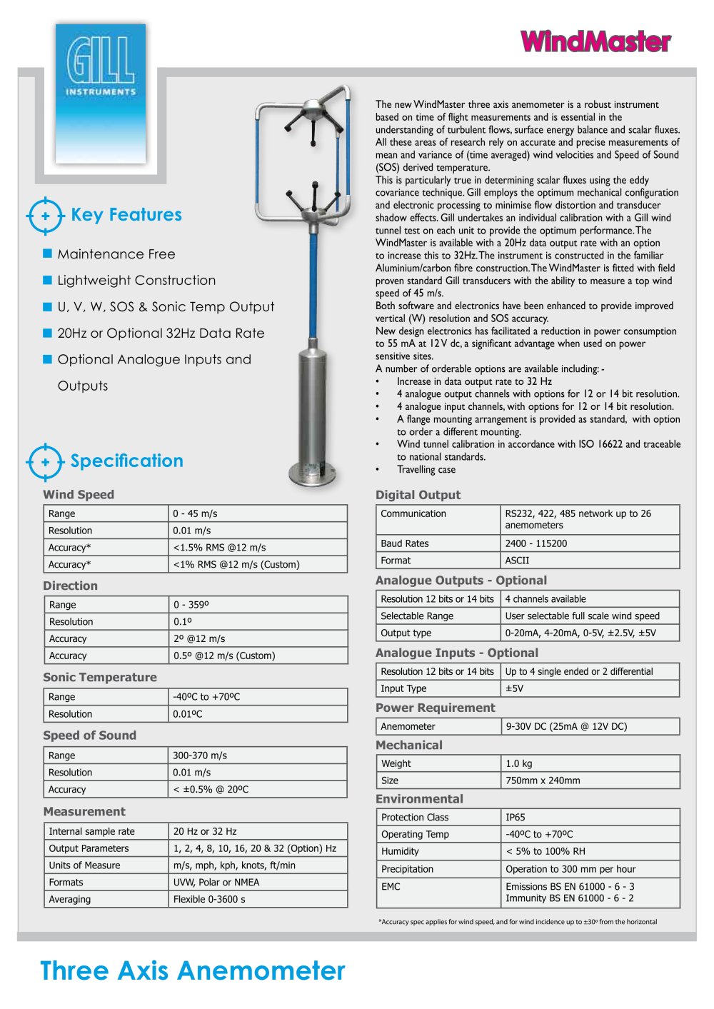 WindMaster - Three Axis Anemometer - Gill instruments
