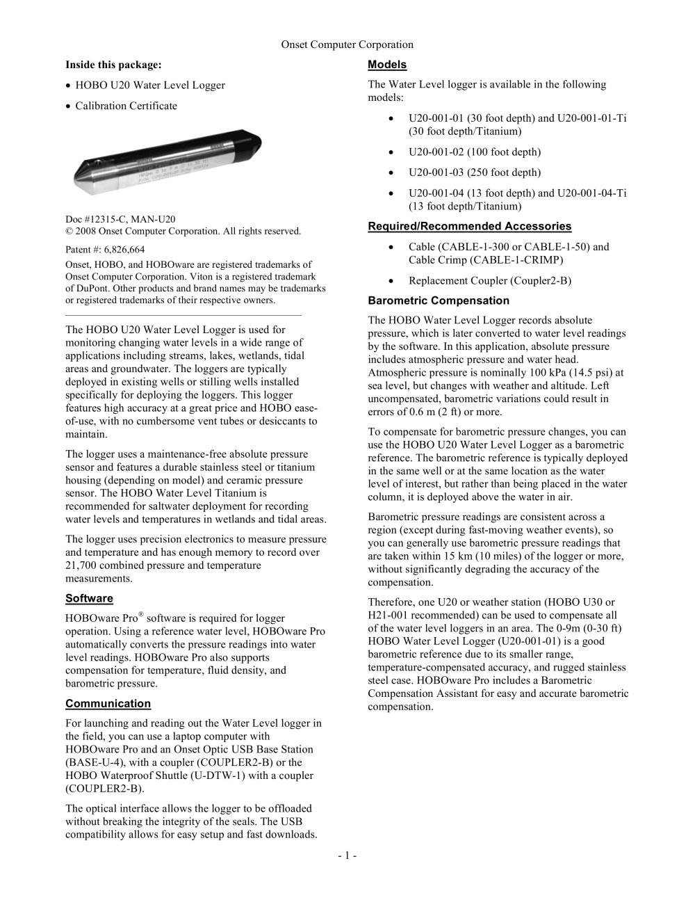 pressure data-logger - ONSET