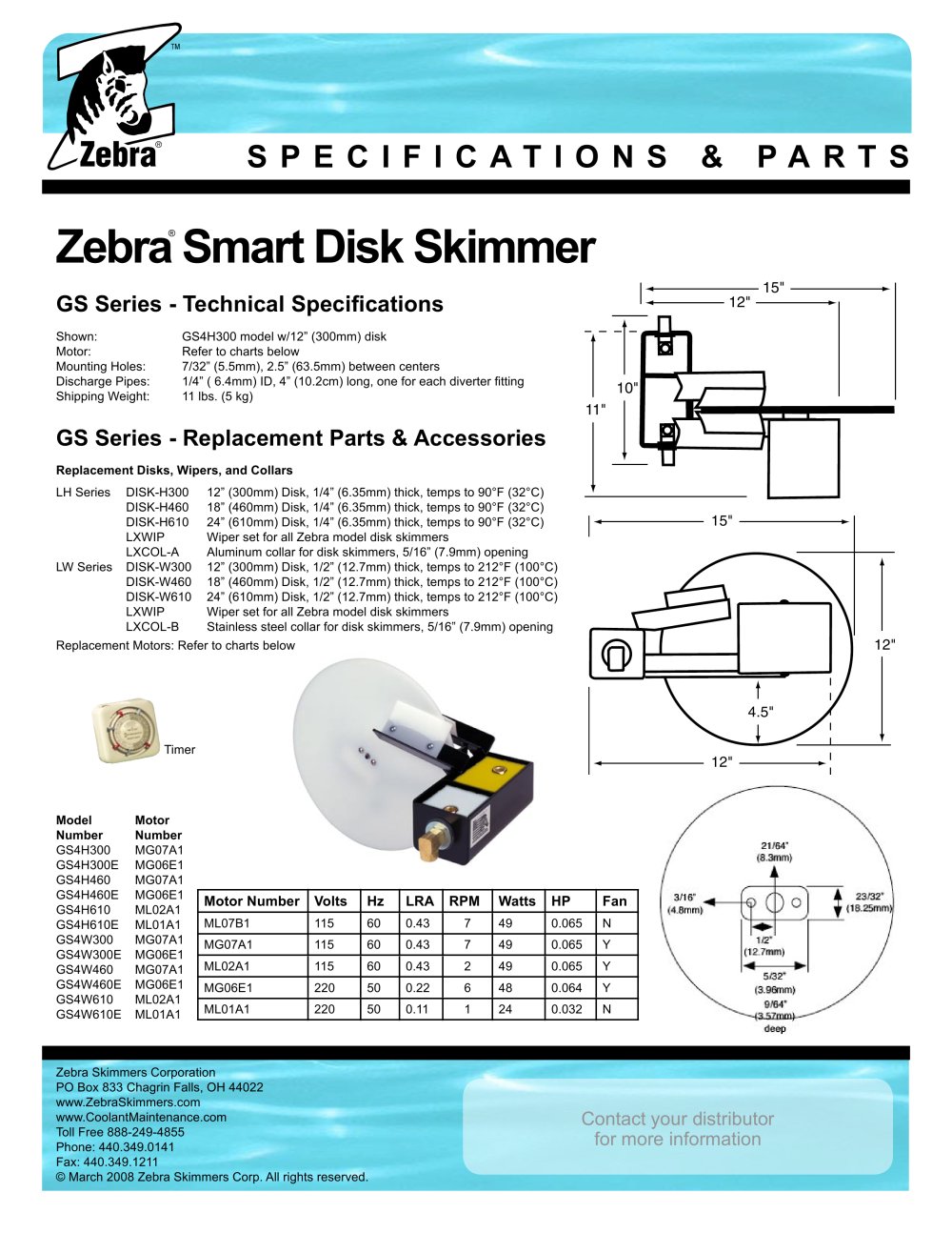 Disk Skimmer - specifications - Zebra Skimmers Corp.