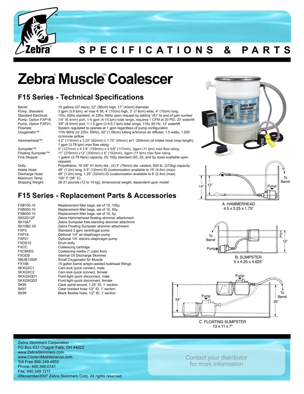 Muscle� Coalescer - specifications - Zebra Skimmers Corp.